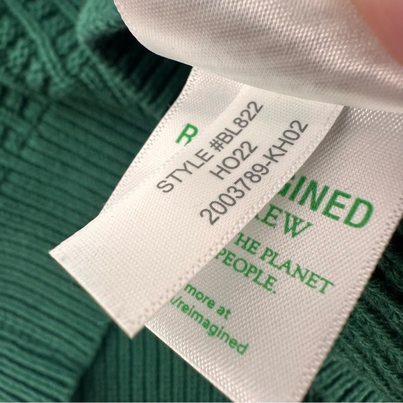 J. Crew Green Cotton Cable Knit Crew Neck Sweater Mens Large - Picture 4 of 5